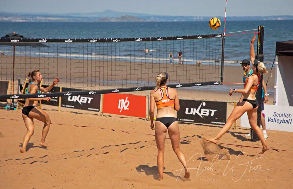Katie Barbour and Rachel Morrison,Scottish Volleyball, UKBT Grand Slam Series Volleyball 2021. Portobello, Edinburgh