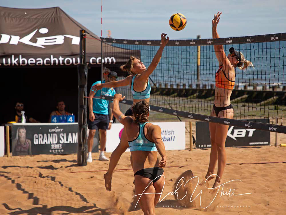 Katie Barbour and Rachel Morrison,Scottish Volleyball, UKBT Grand Slam Series Volleyball 2021. Portobello, Edinburgh