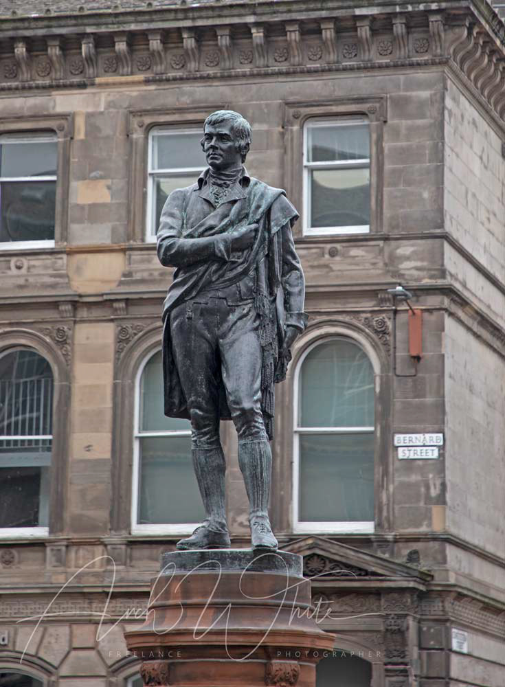 Rabbie Burns, Robert Burns, poet, Scottish, Leith, statue, Edinburgh, Scotland, UK, restored,