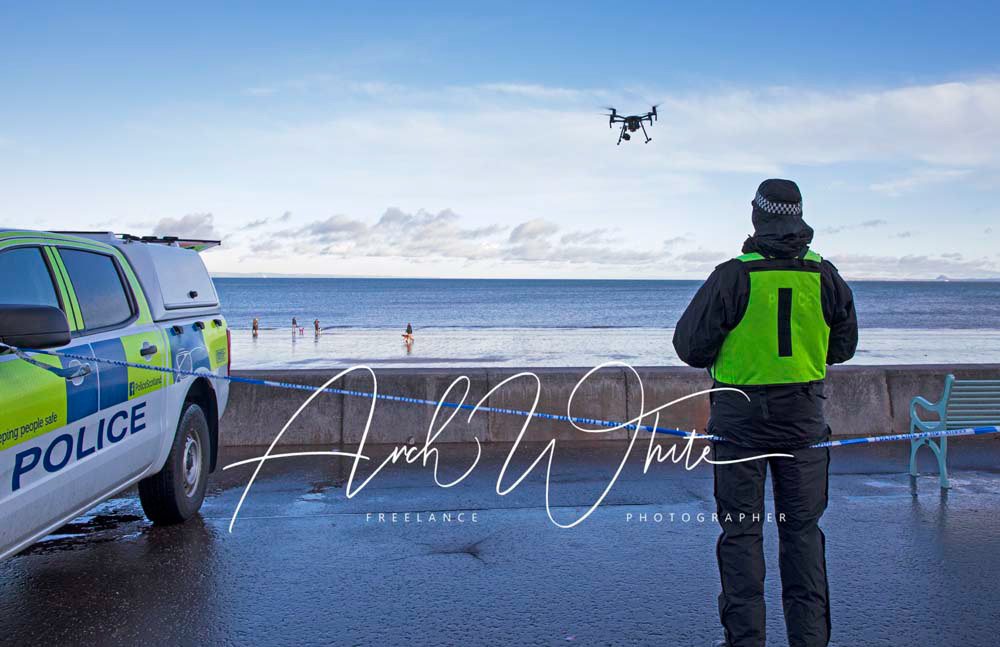 Police Scotland, drone, Police, Police officers, Portobello, Edinburgh, Scotland, search