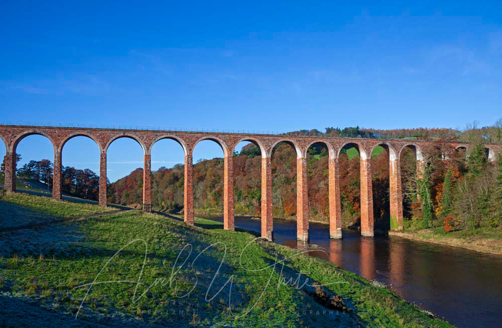 Scottish Borders, Leaderfoot Viaduct,, Melrose, Scotland, UK, Autumn, autumnal colour