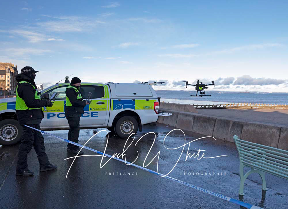 Police Scotland, drone, Police, Police officers, Portobello, Edinburgh, Scotland, search