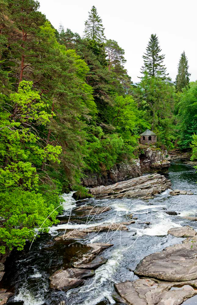 River Moriston, with Summer House in backgound, Inverness, Scotland, UK