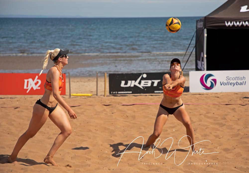 Katie Barbour and Rachel Morrison,Scottish Volleyball, UKBT Grand Slam Series Volleyball 2021. Portobello, Edinburgh