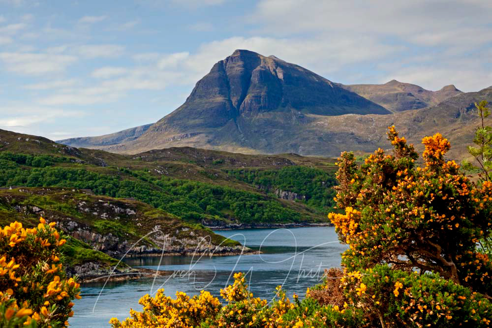 Quinag mountain viewed from Kylesku, Sutherland, Scotland, UK.
