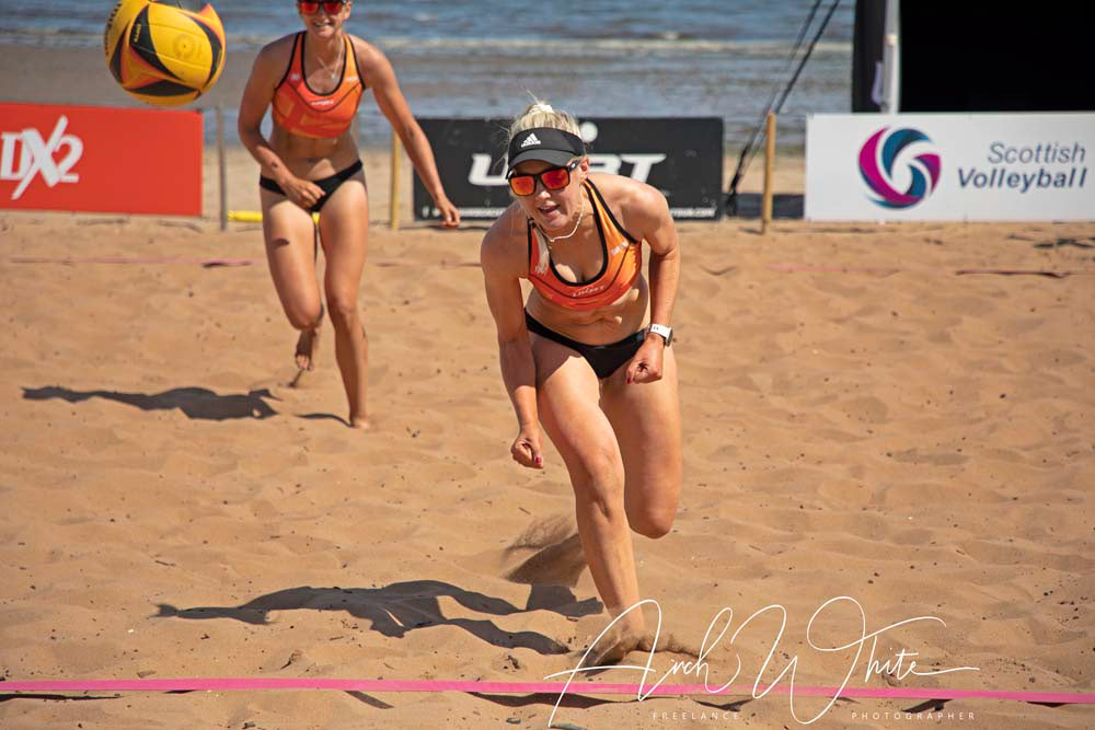 Katie Barbour and Rachel Morrison,Scottish Volleyball, UKBT Grand Slam Series Volleyball 2021. Portobello, Edinburgh