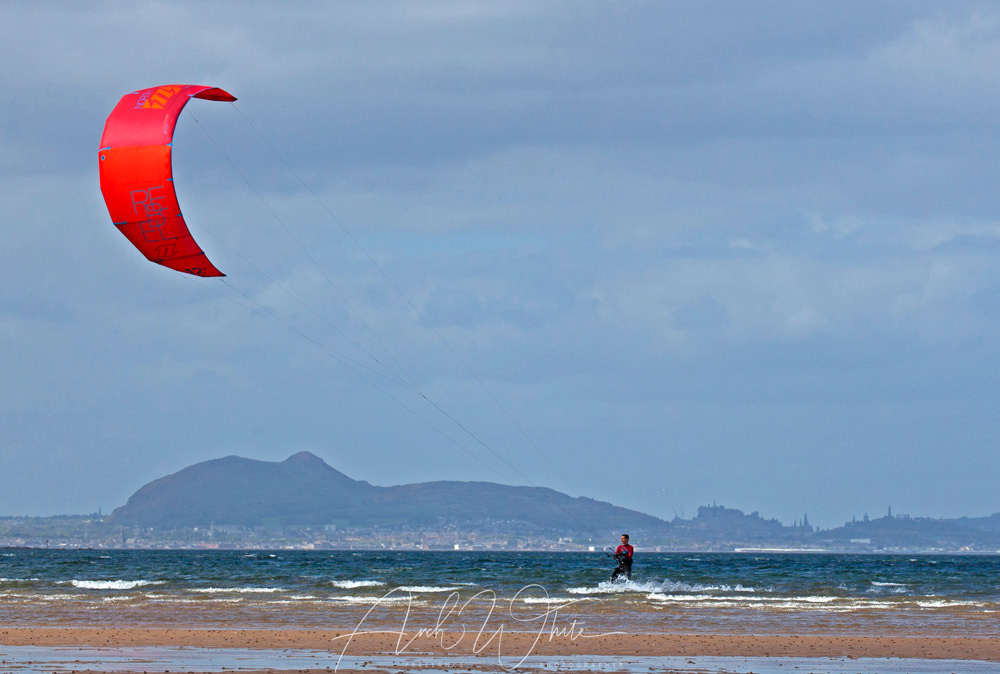 Kitesurfing, Longniddry, East Lothian, Scotland. May 2021