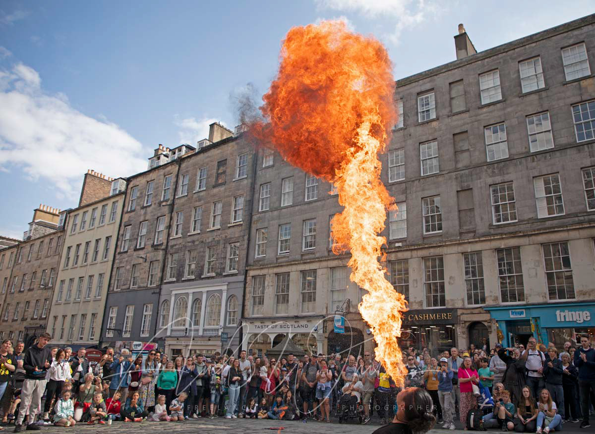Chinnen, japanese, street peformer, Edinburgh Fringe, Edinburgh Festival Fringe, Edinburgh, Scotland, UK, 2023 fire,