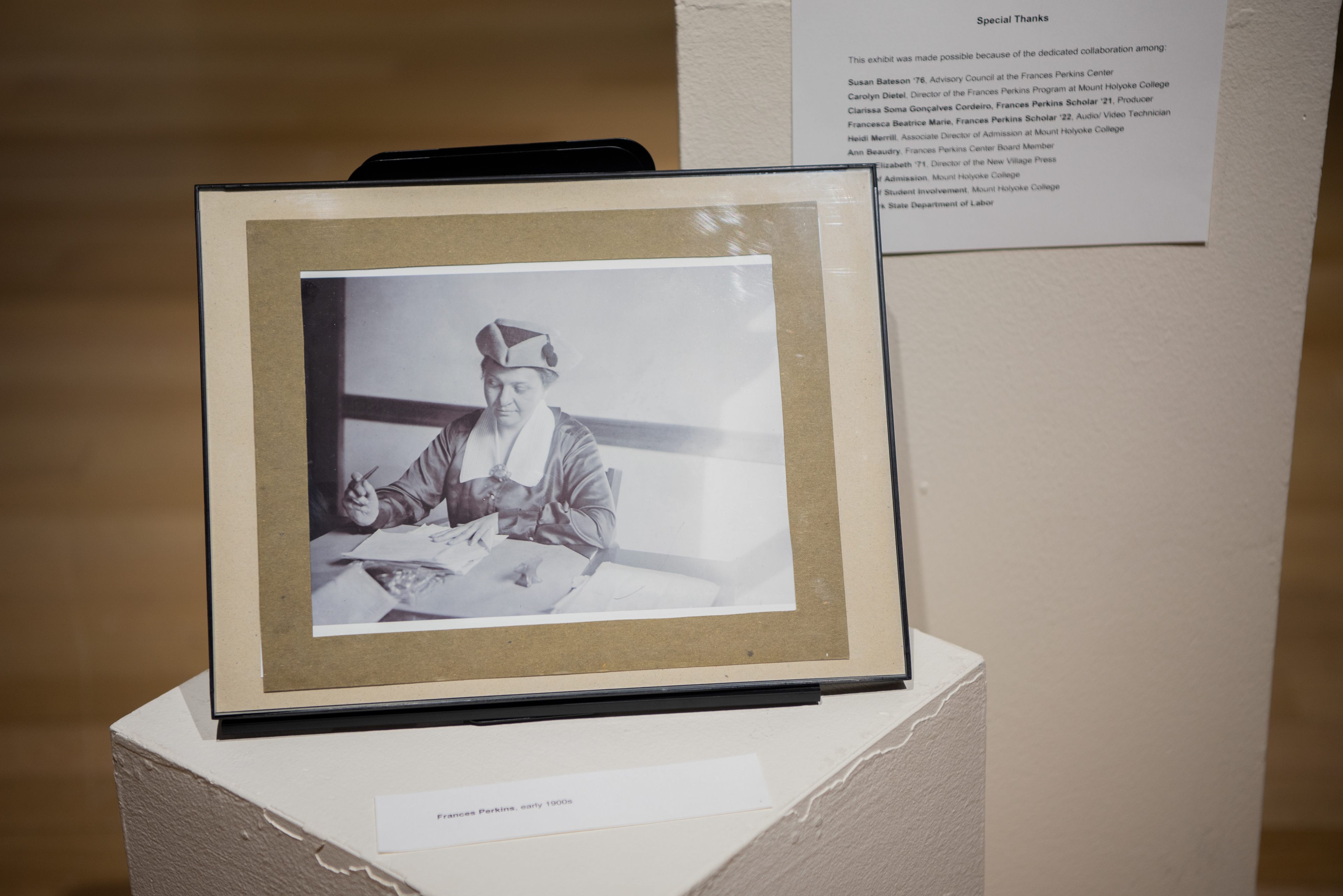 Frances Perkins Exhibit, Mount Holyoke College, South Hadley, May 2022