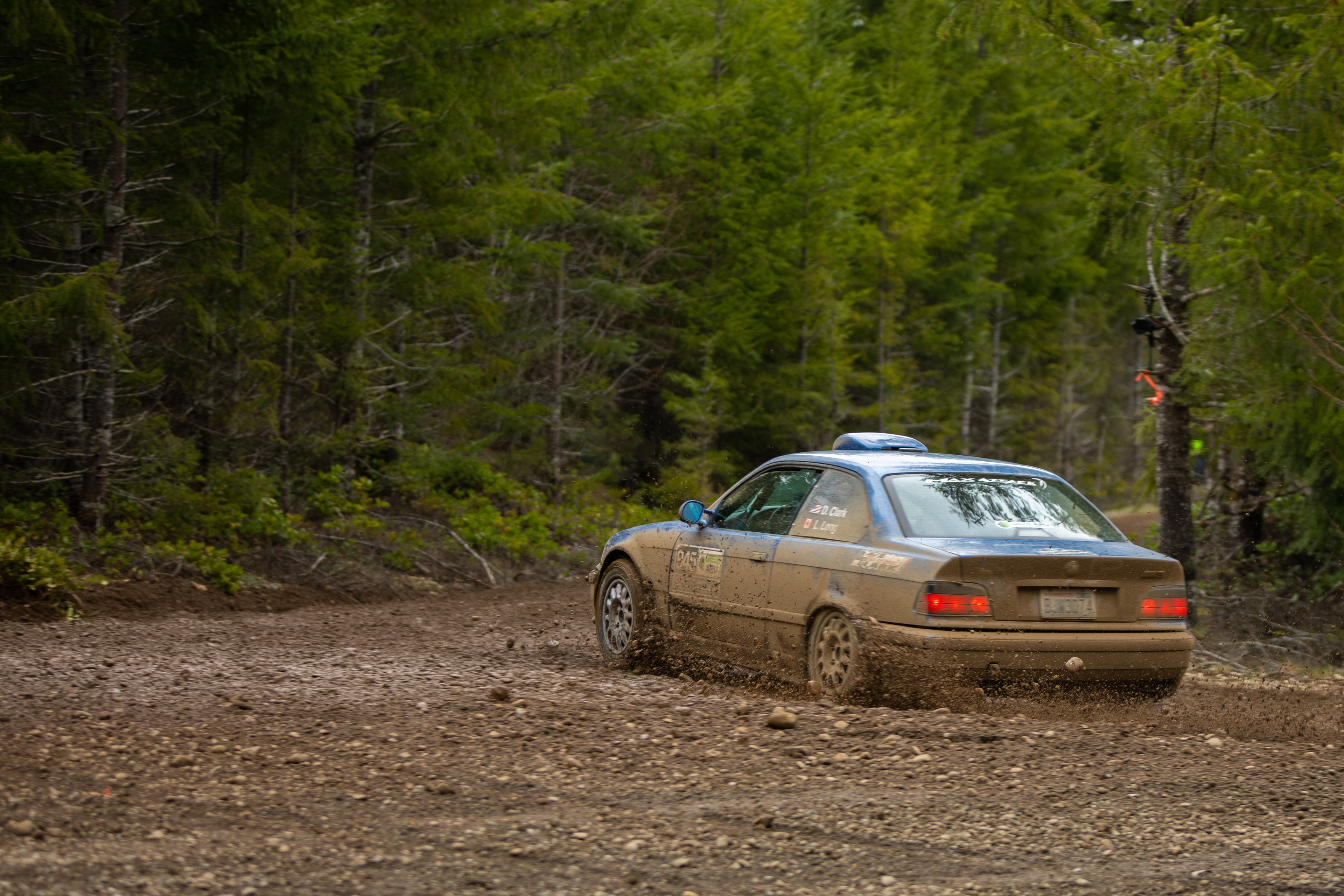 Driver David Clark and Codriver Jamie Willetts sliding through the Wildcat stage.