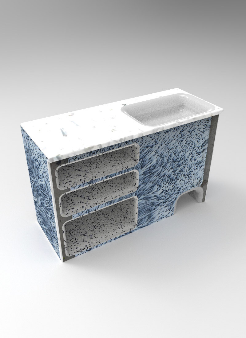 Gray water recycling unit with storage