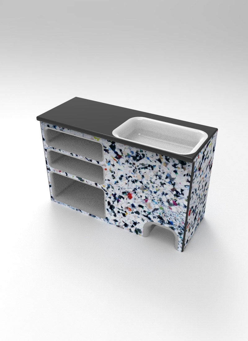 Gray water recycling unit with storage