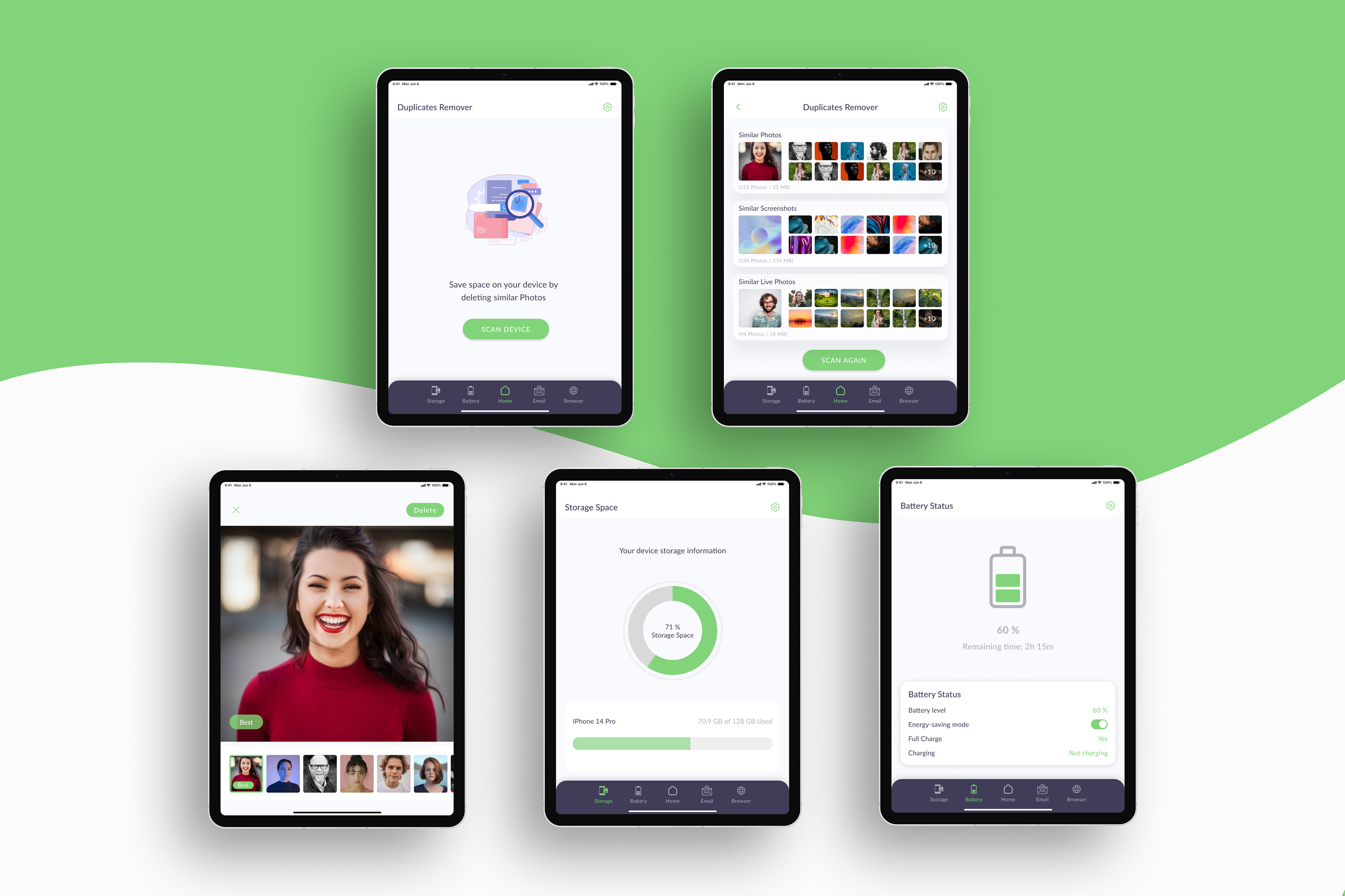 Duplicate Photo Remover iOS Tablet App UX/UI Design