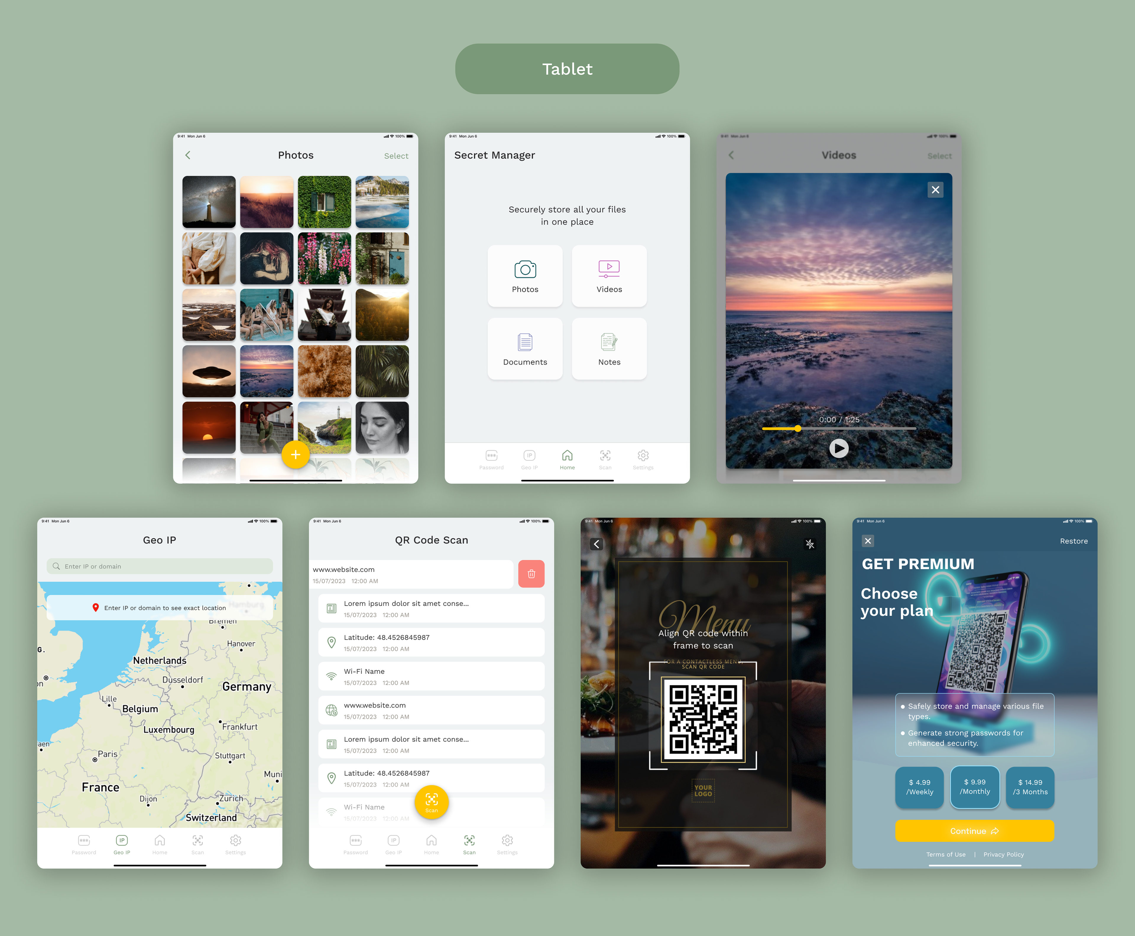 Secret Files & QR Code Scanner iOS Tablet App