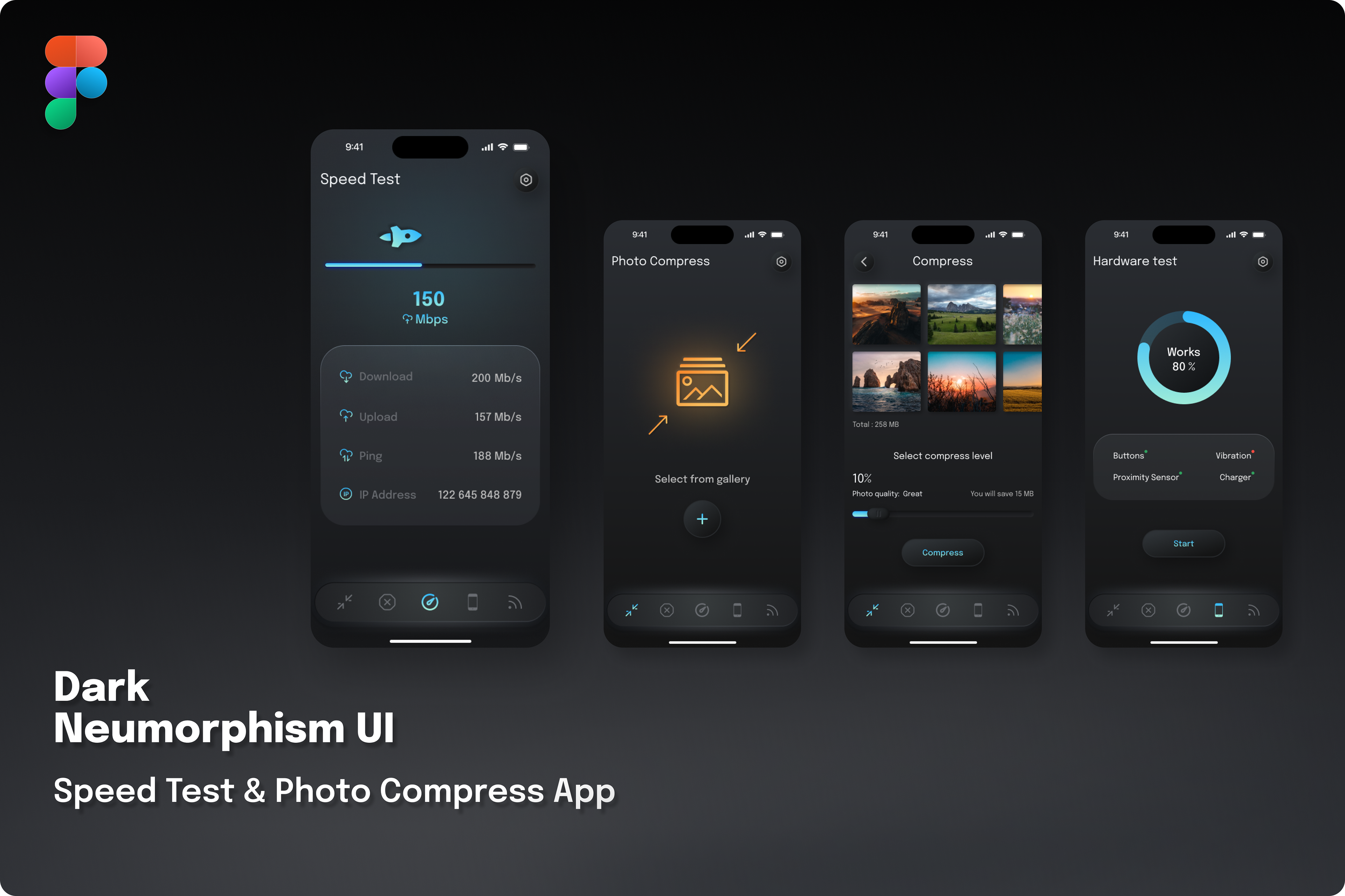 Speed Test for & Photo Compress iOS Mobile App UX/UI Design