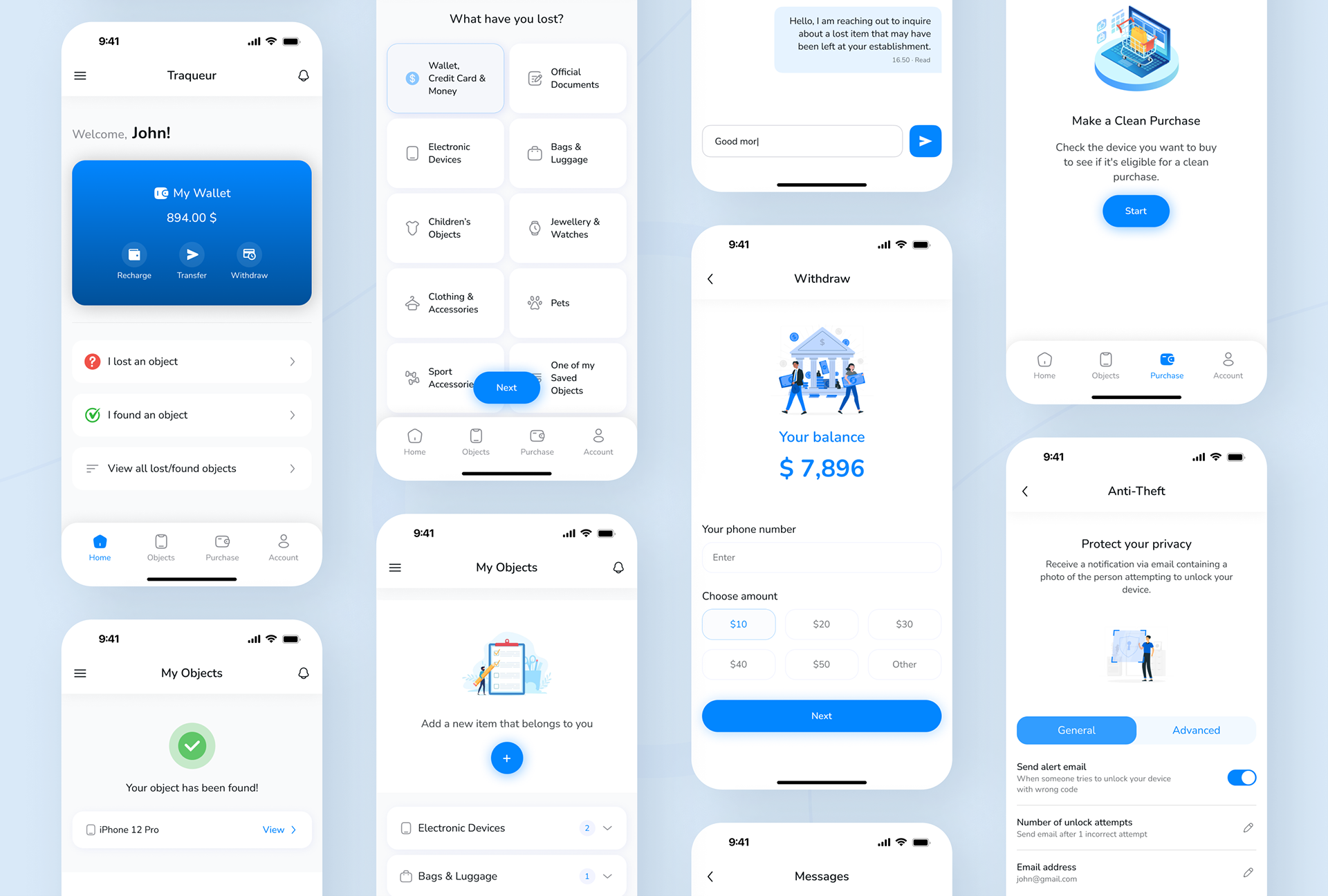 Traqueur - Item Tracker Mobile App UI/UX Design