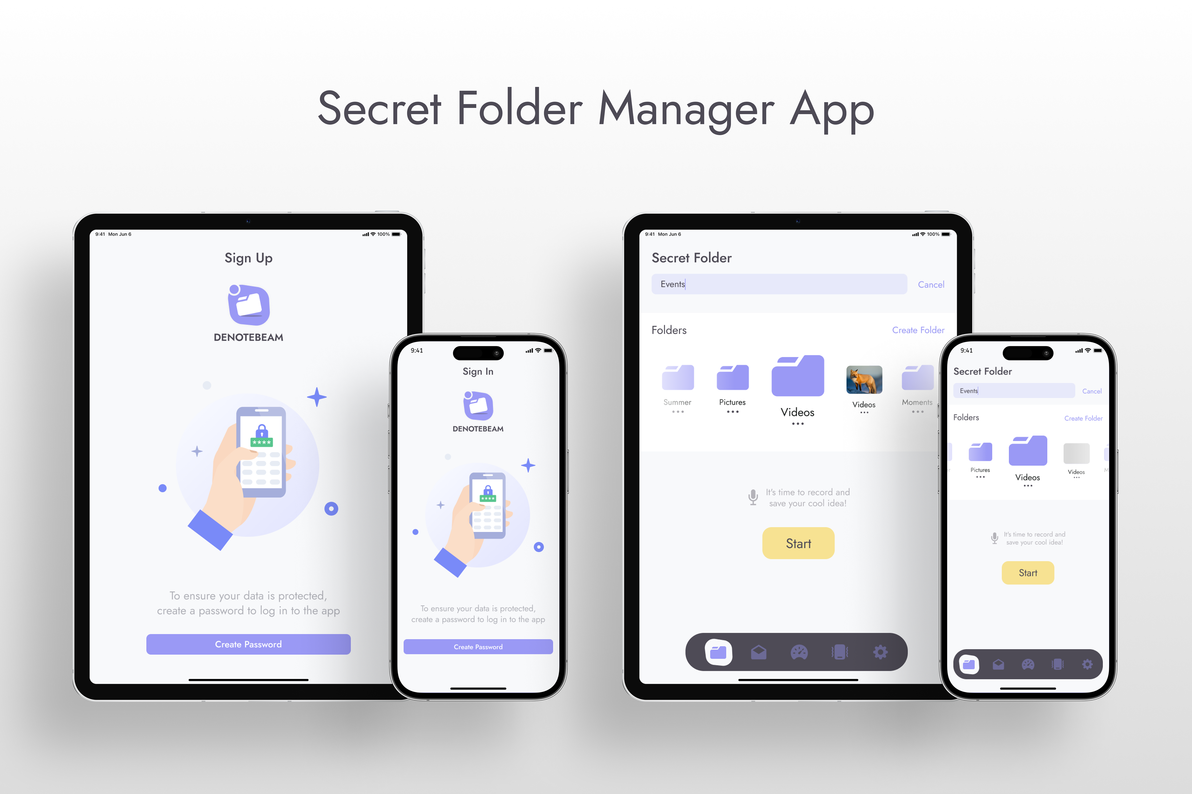 Secret Folder Manager iOS App UX/UI Design
