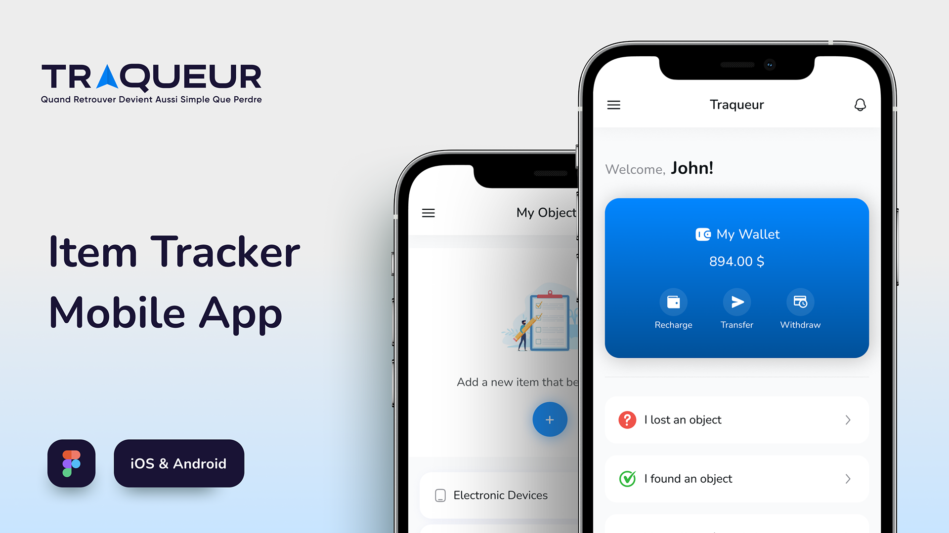 Traqueur - Item Tracker Mobile App UI/UX Design