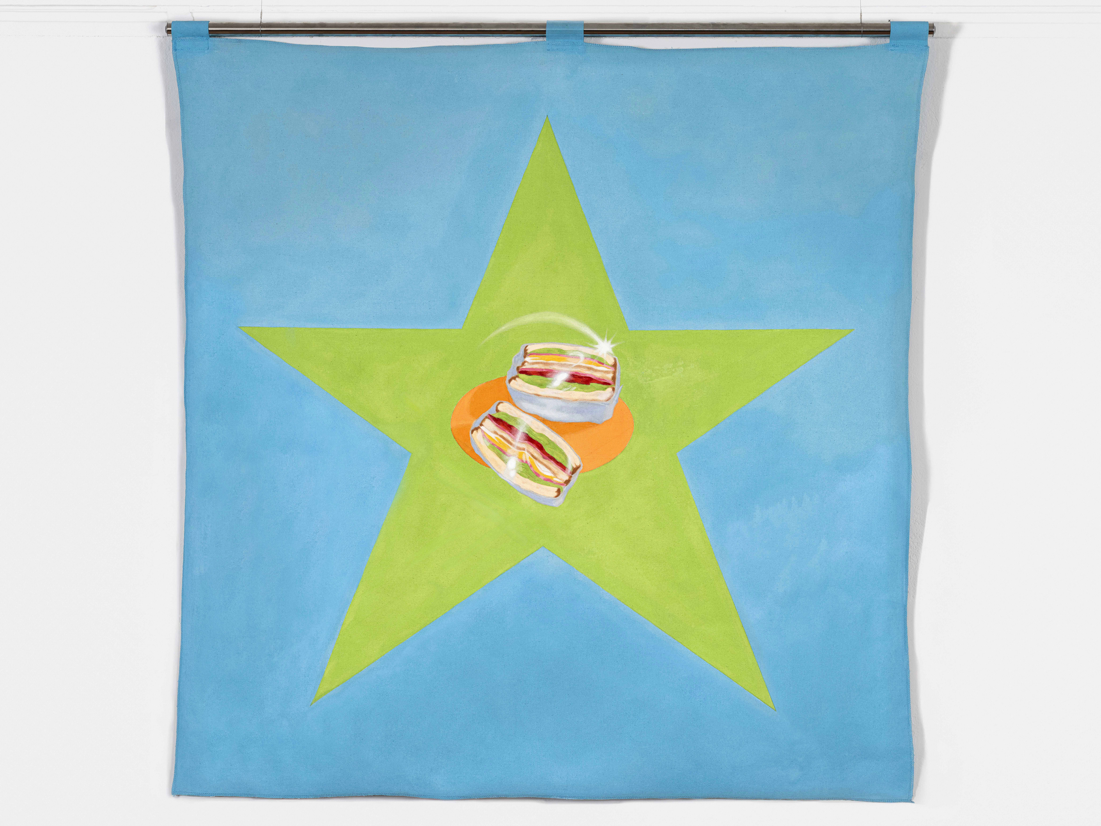 Sentimental Sandwich 센티멘탈 샌드위치, 2023. Gouache on fabric, 100x100(cm)