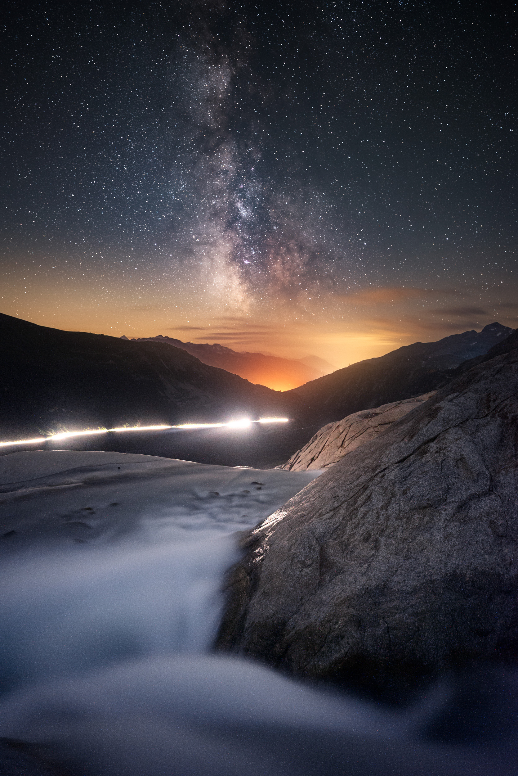 Milky Way Over Rhone Glacier at Night