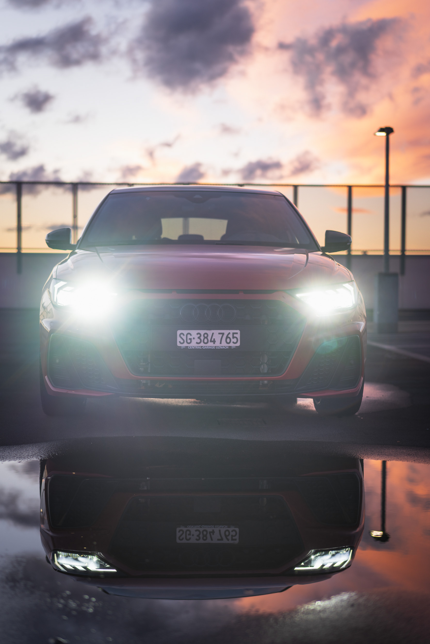 Audi A1 Sportback Front with LED Headlights at Dusk