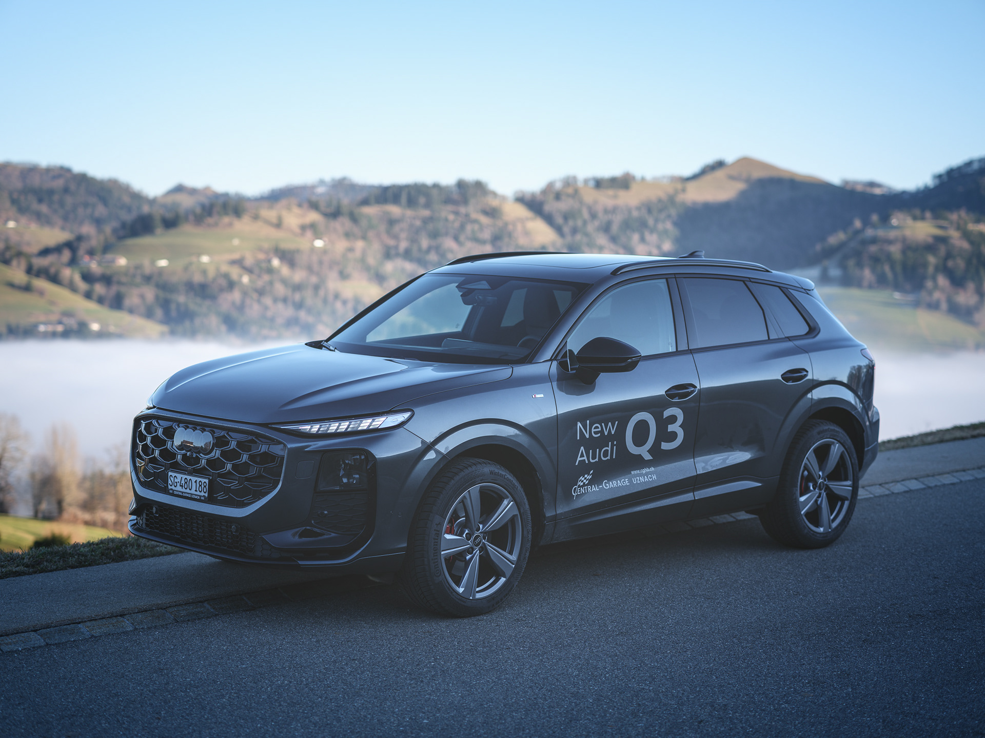 Audi Q3 Side Profile – Elegant SUV Above a Sea of Fog