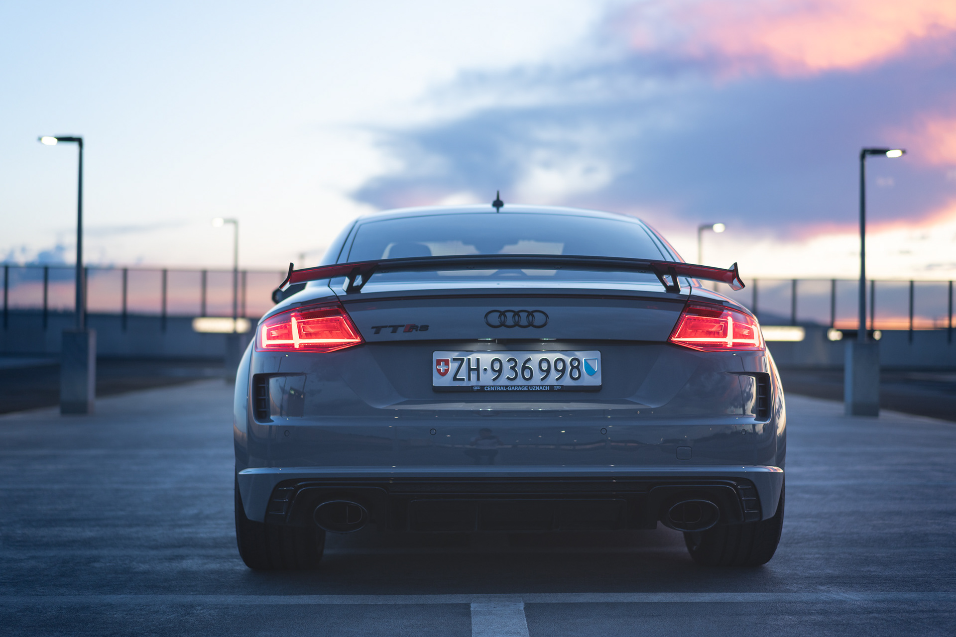 Audi TT RS Rear View Centered on Rooftop