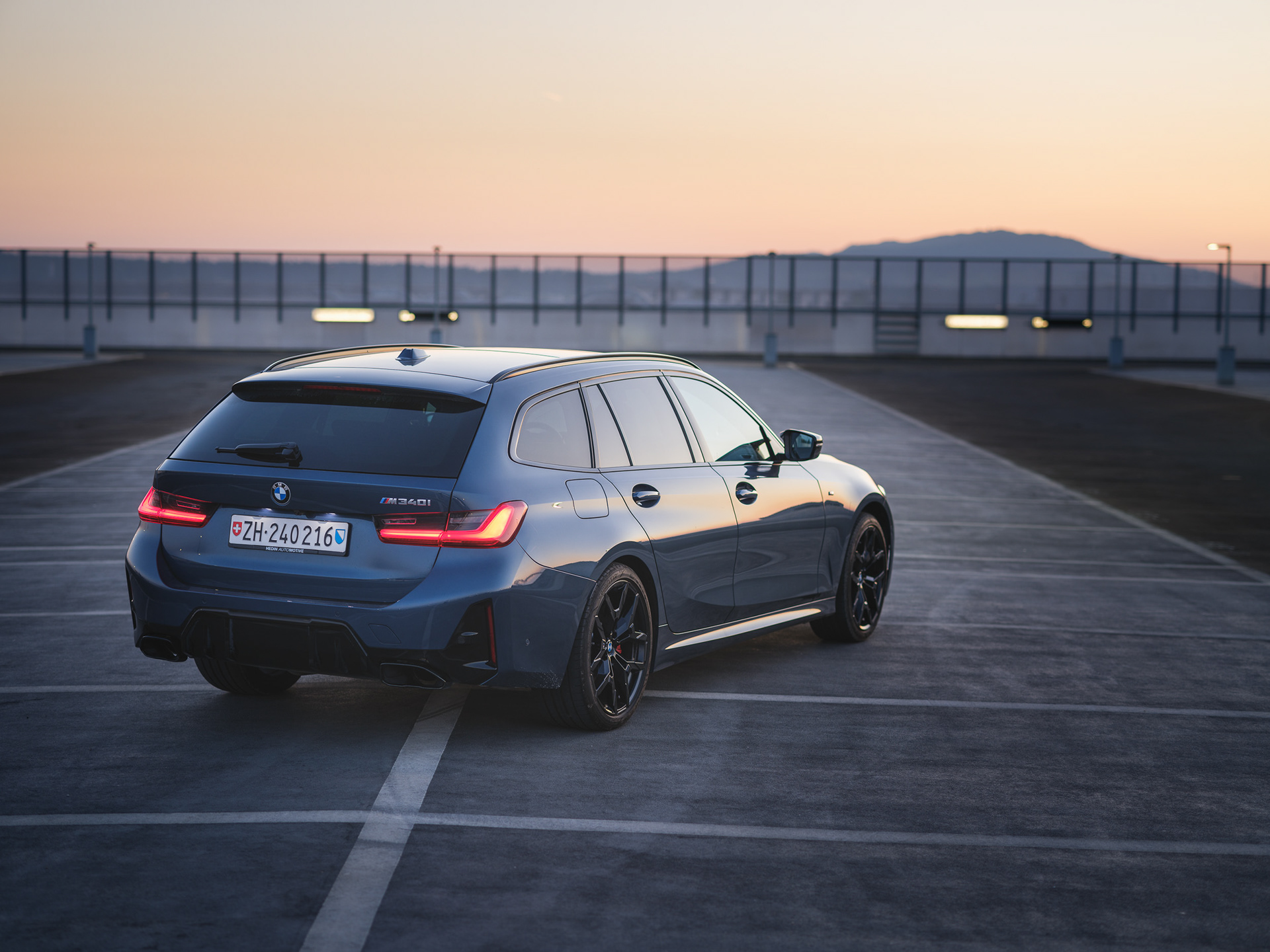 BMW M340i Touring Rear Three-Quarter View