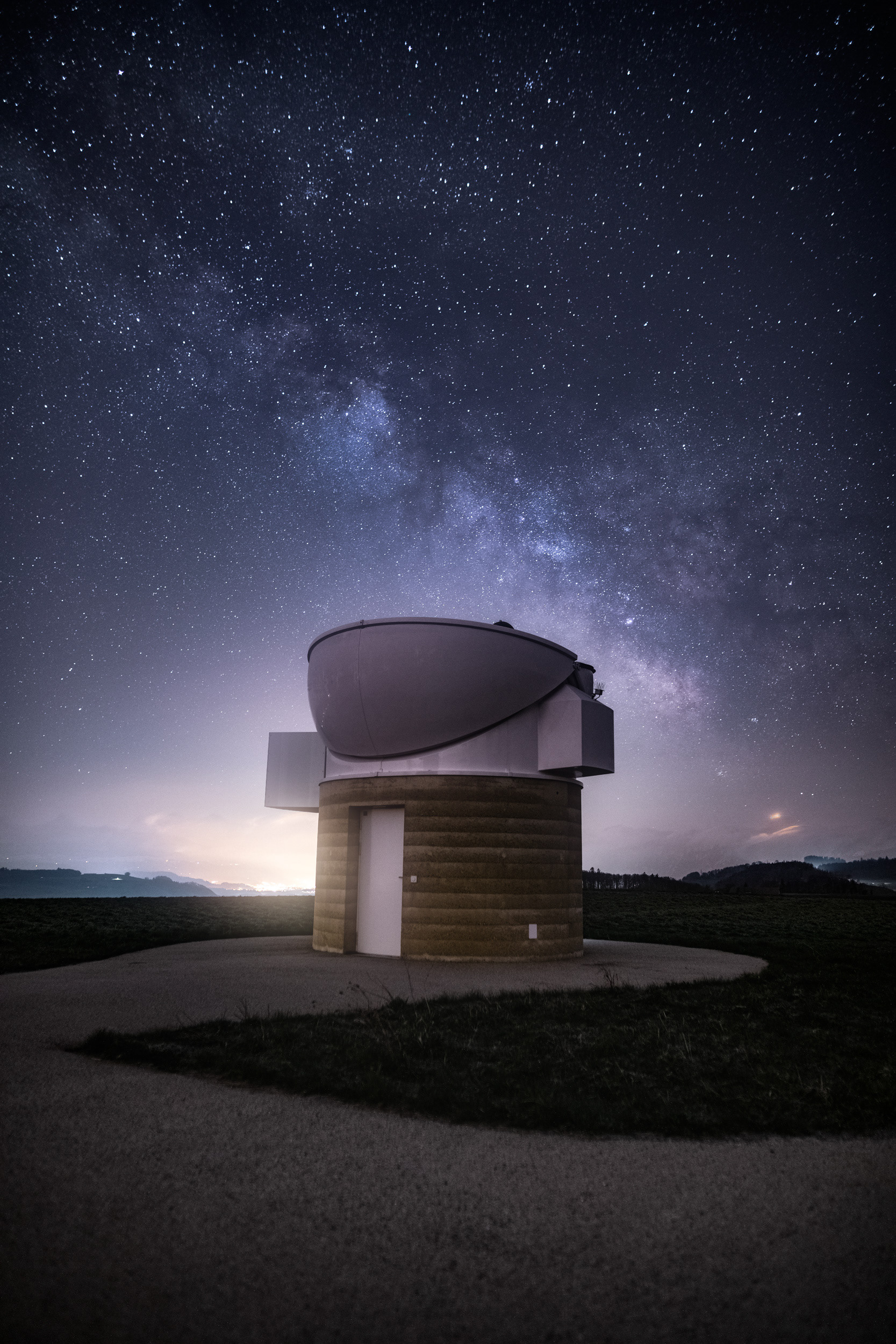 Observatory at Night Under the Milky Way