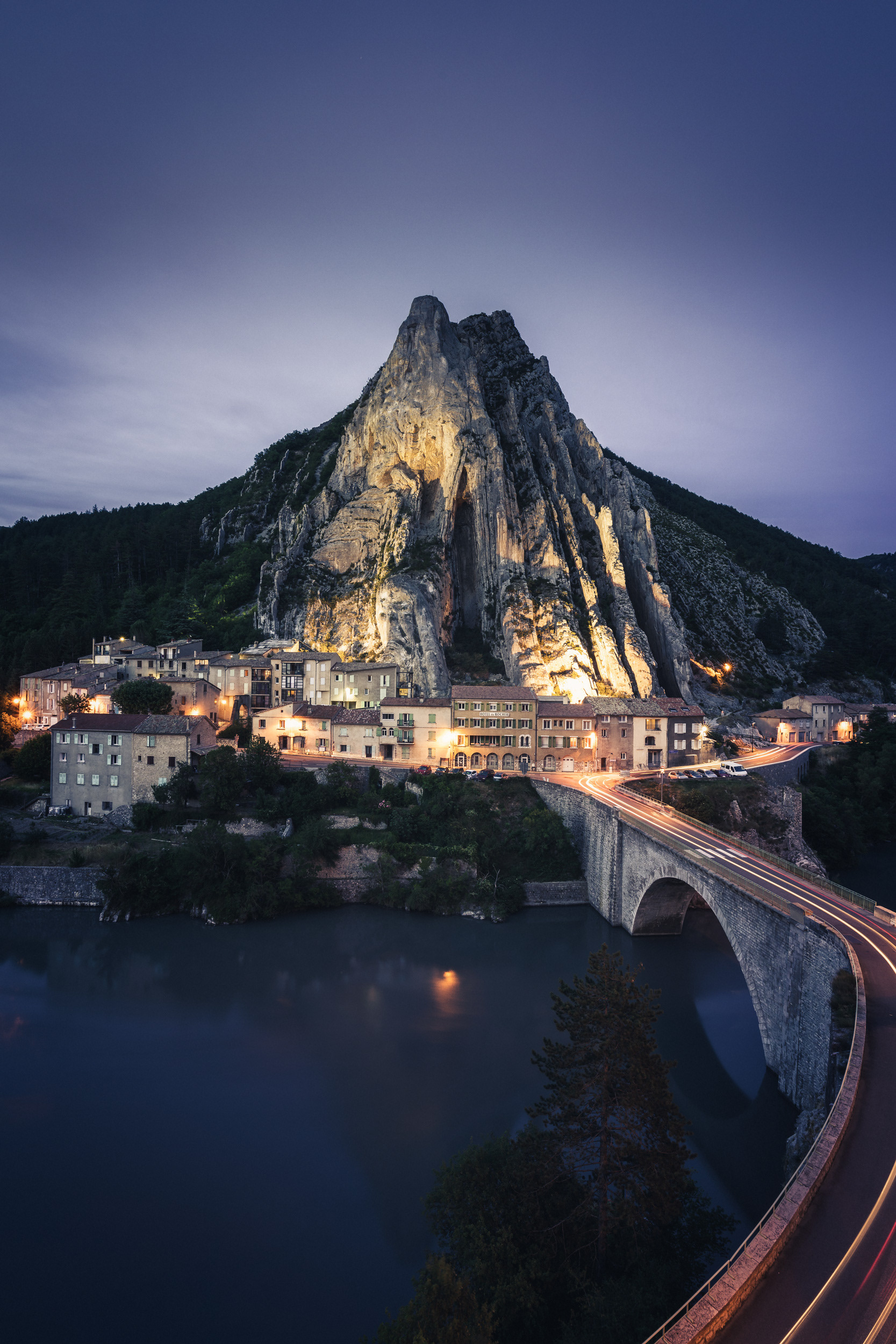 Siteron Provence Village at Night – Light Trails in France