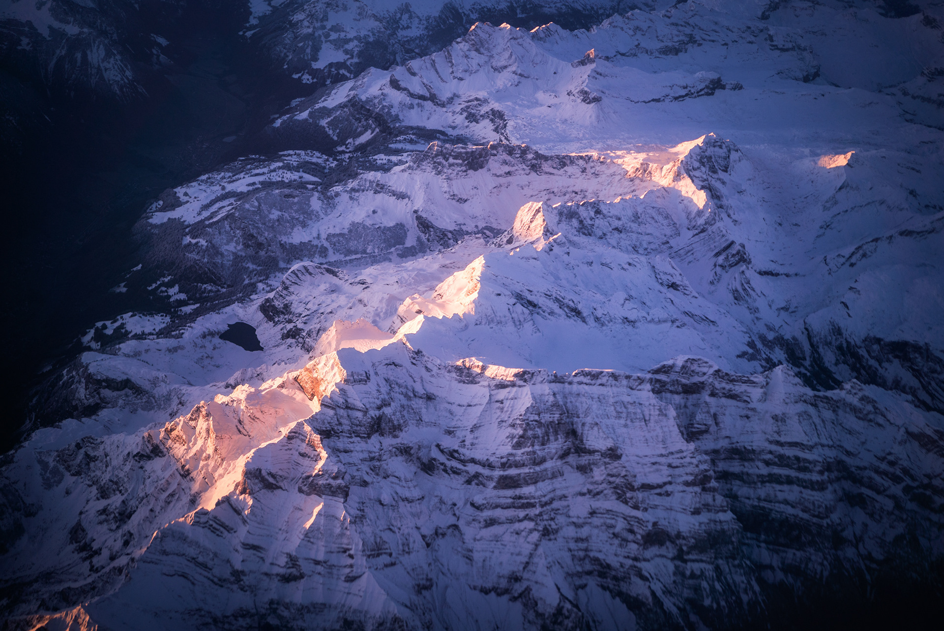 Illuminated Alps in Evening Light