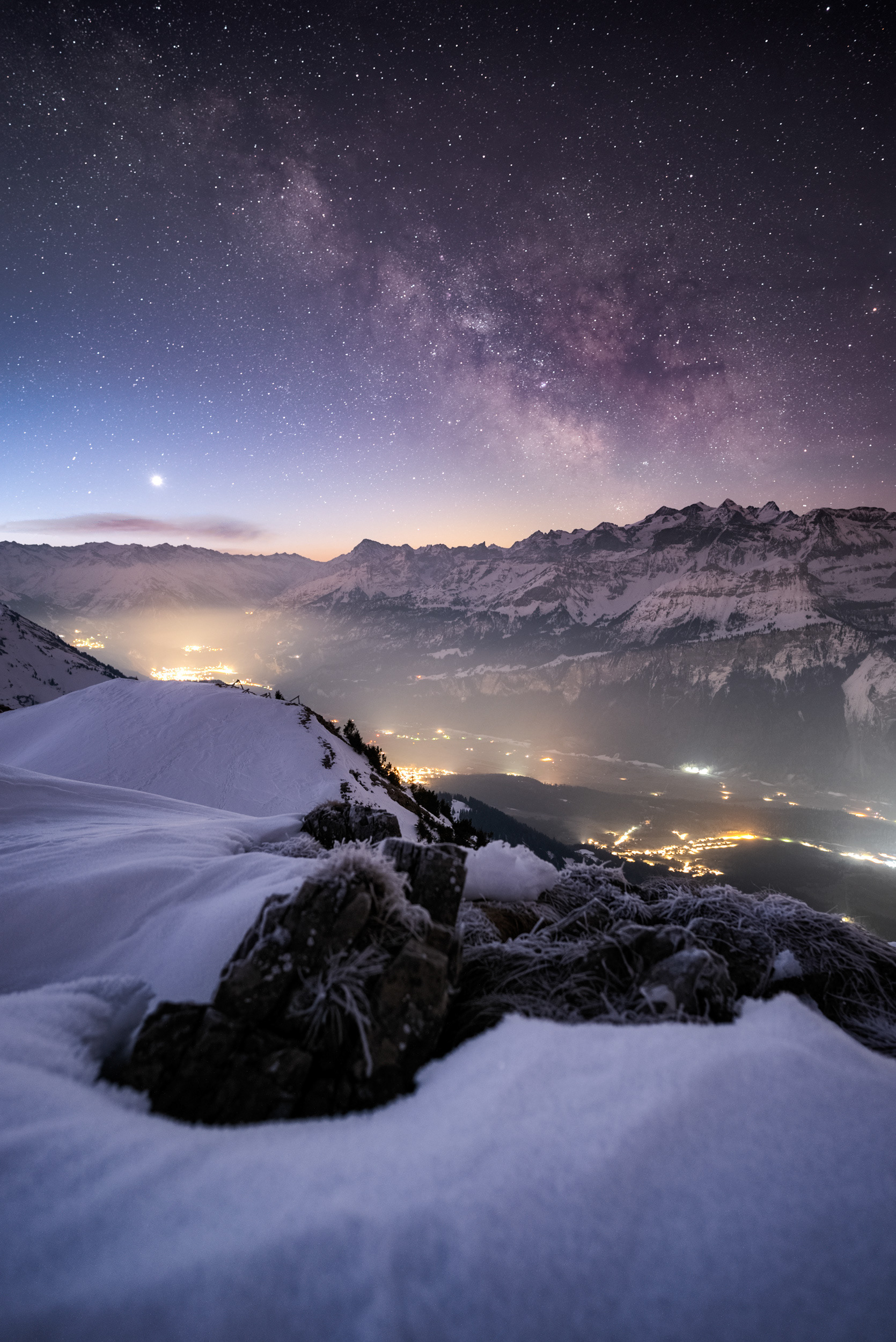 Milky Way Above Snowy Peaks