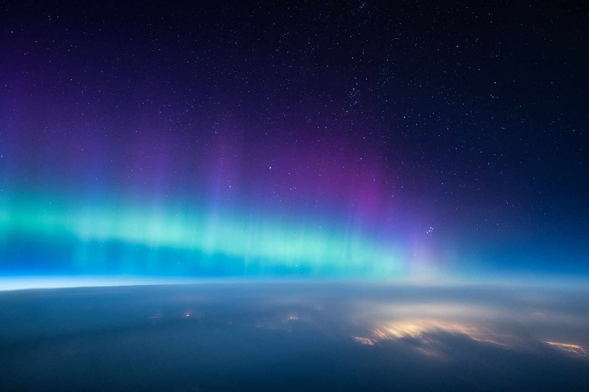 Green and Purple Aurora Lights