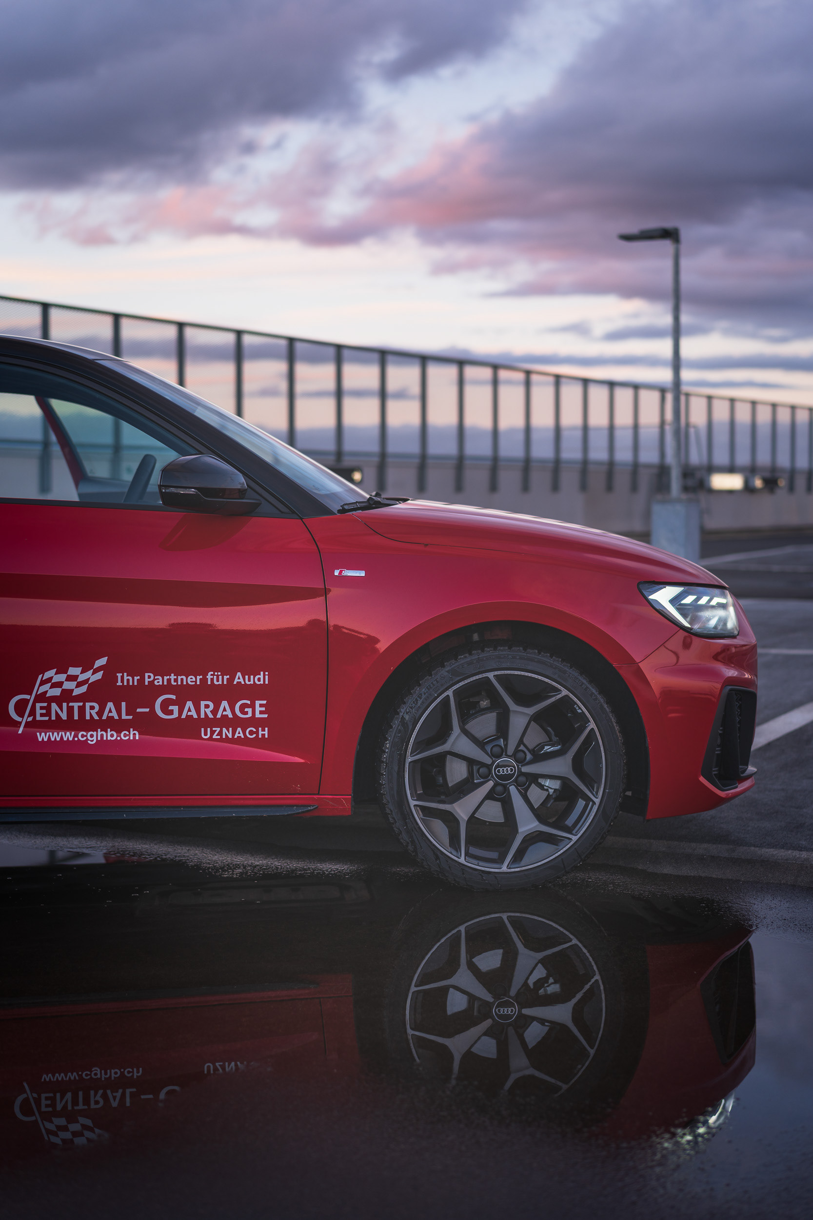 Audi A1 Sportback Side Profile with Reflection at Sunset