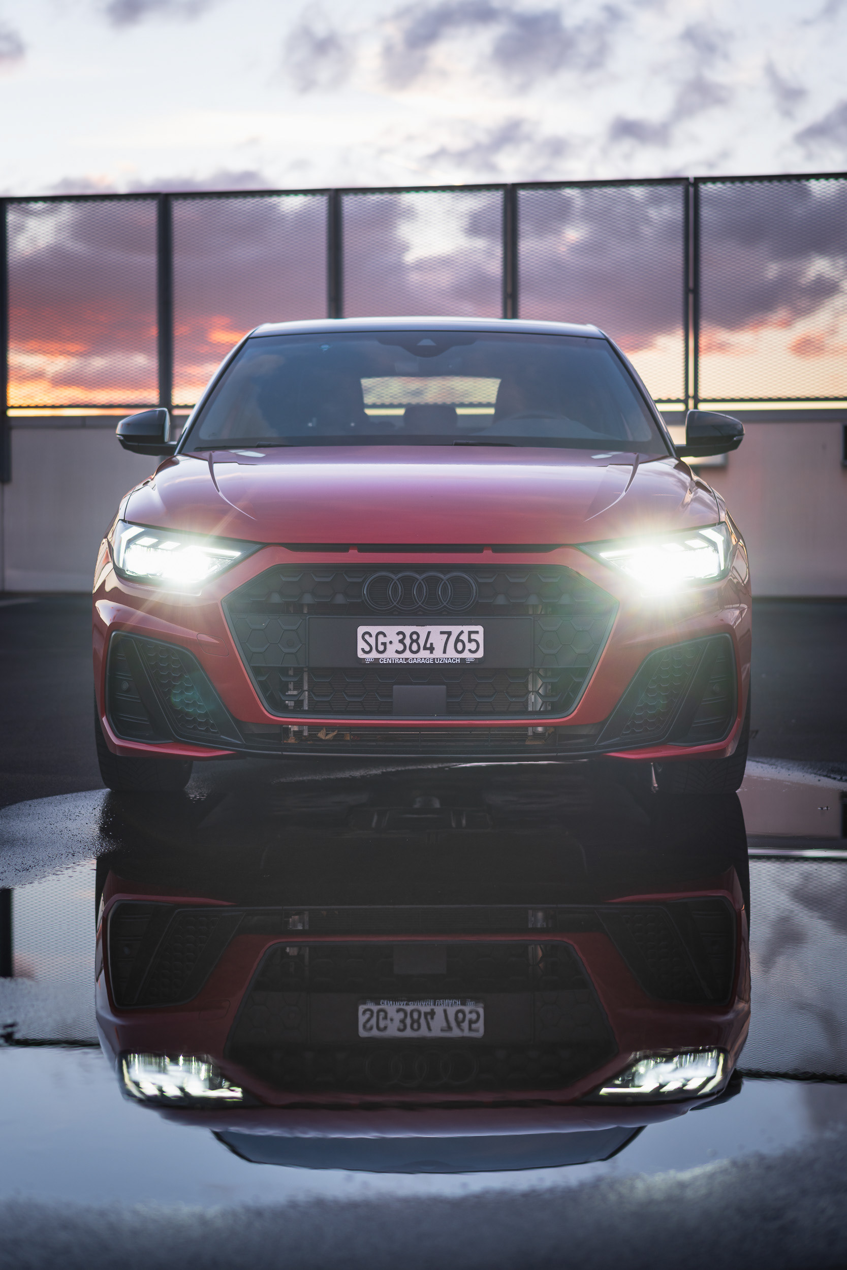 Audi A1 Sportback Symmetrical Front View on Rooftop