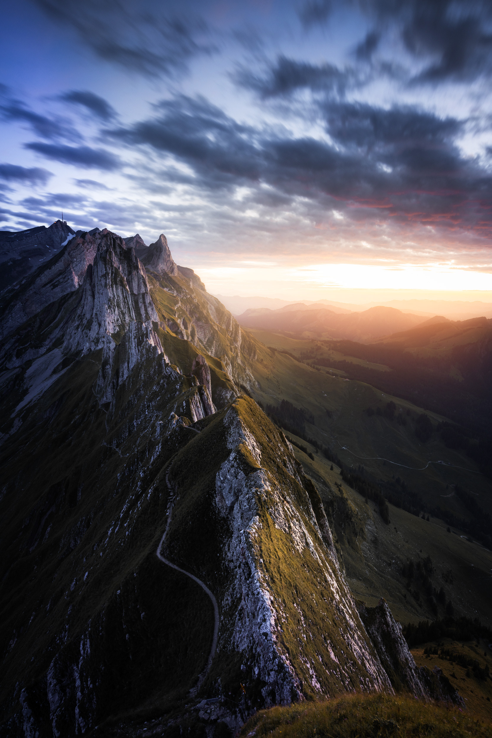 Schäfler Mountain Sunset – Golden Hour Clouds in Appenzell, Switzerland