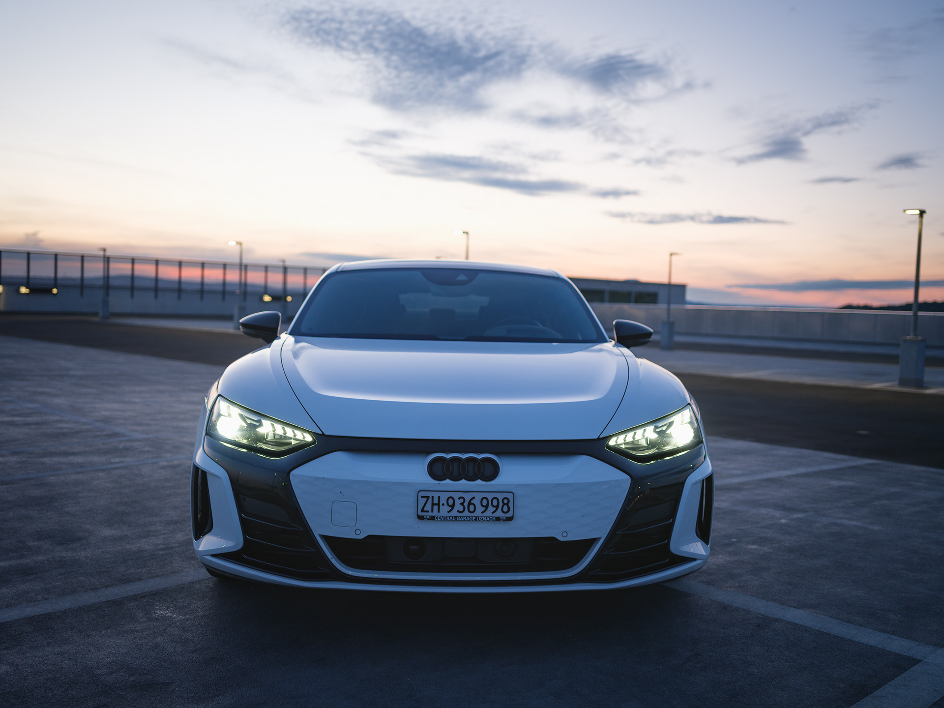 Audi e-tron GT RS Light Signature at Dusk