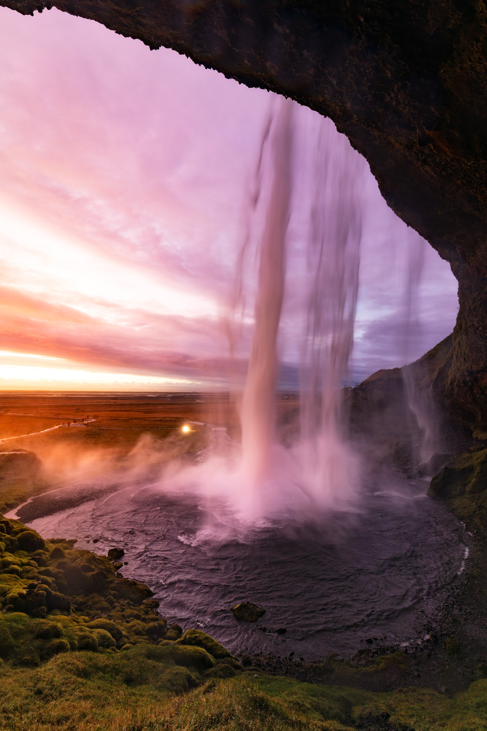 Seljalandsfoss Waterfall at Sunset – Golden Hour in Iceland