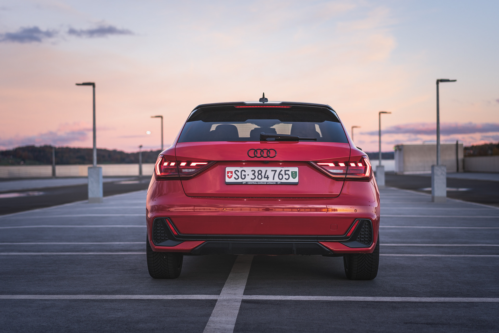 Audi A1 Sportback Rear View Centered on Rooftop