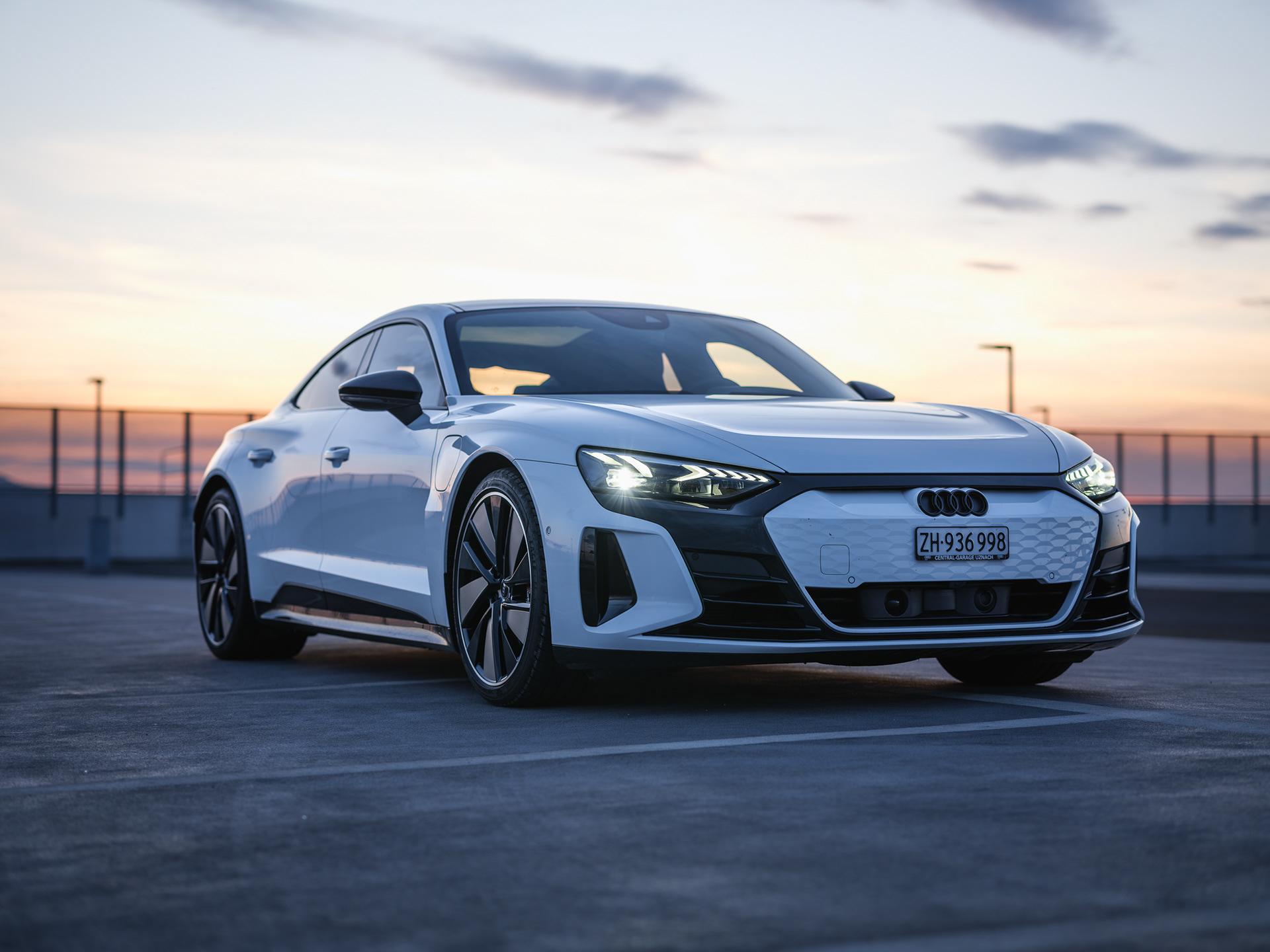 Audi e-tron GT RS Rooftop Car Photography at Sunset