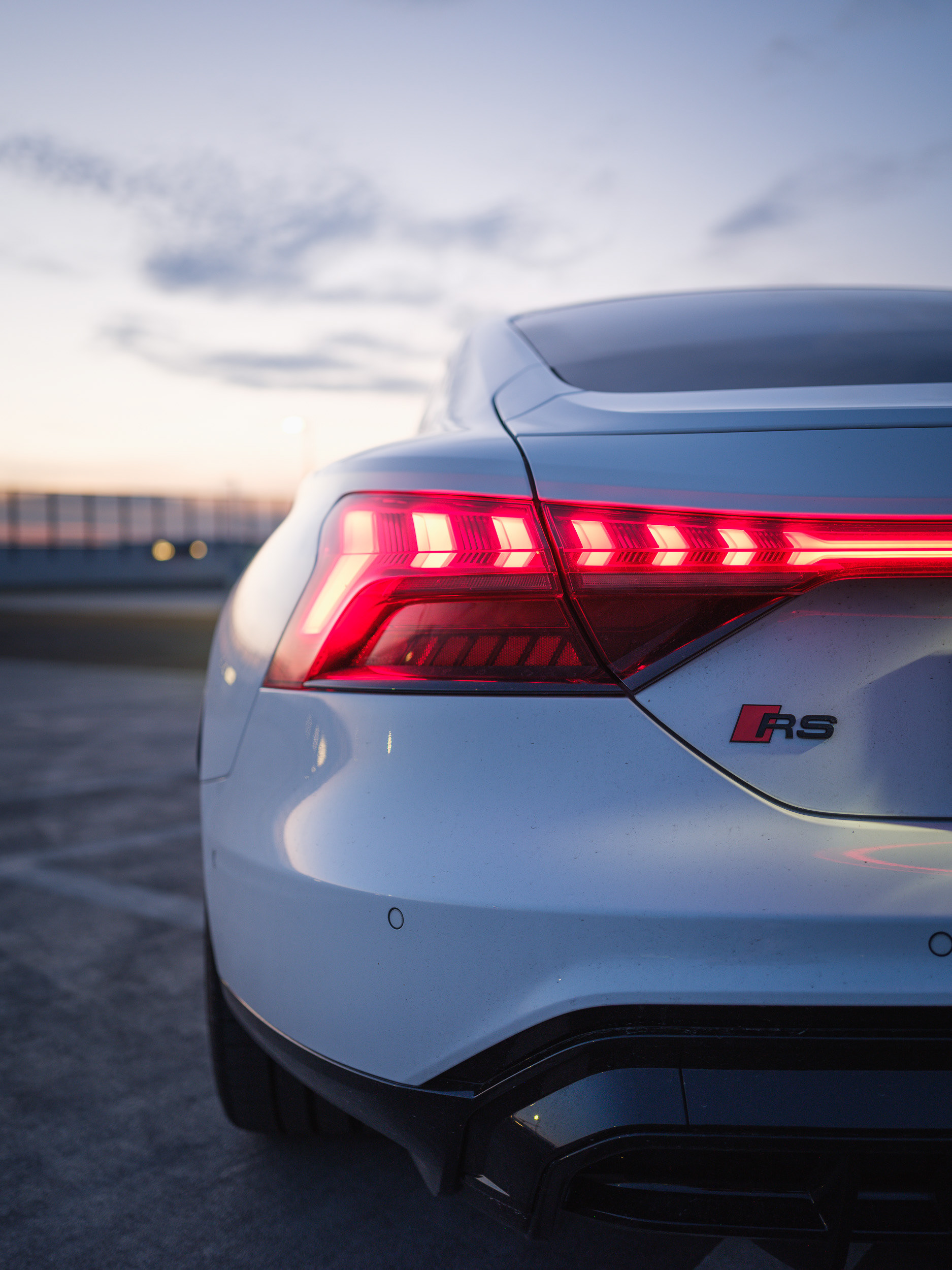 Audi e-tron GT RS Taillight Detail in Sunset Glow