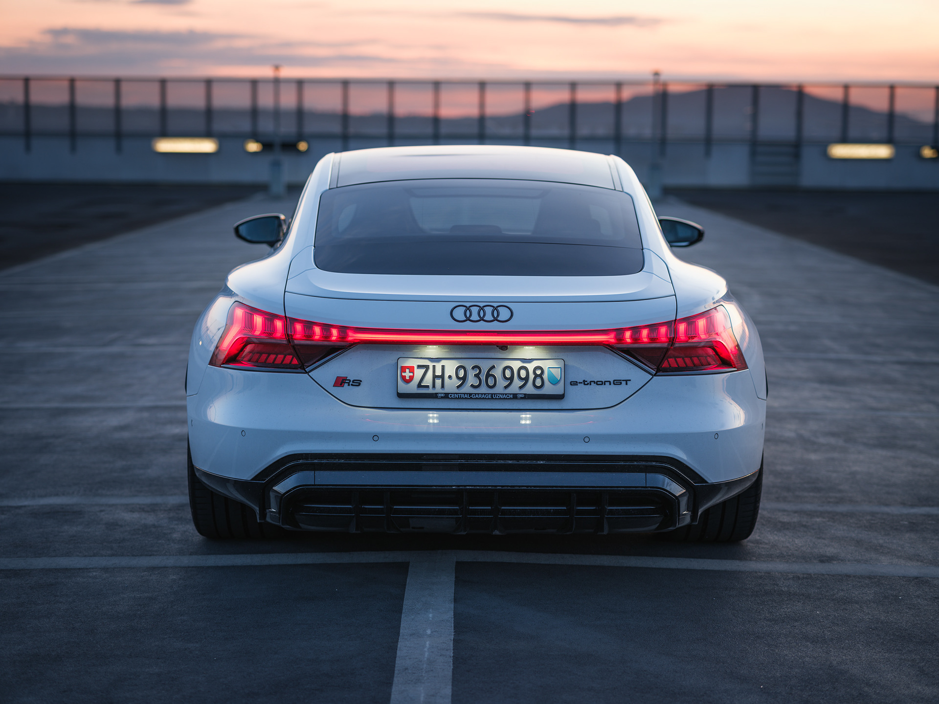 Rear View of the Audi e-tron GT RS at Dusk