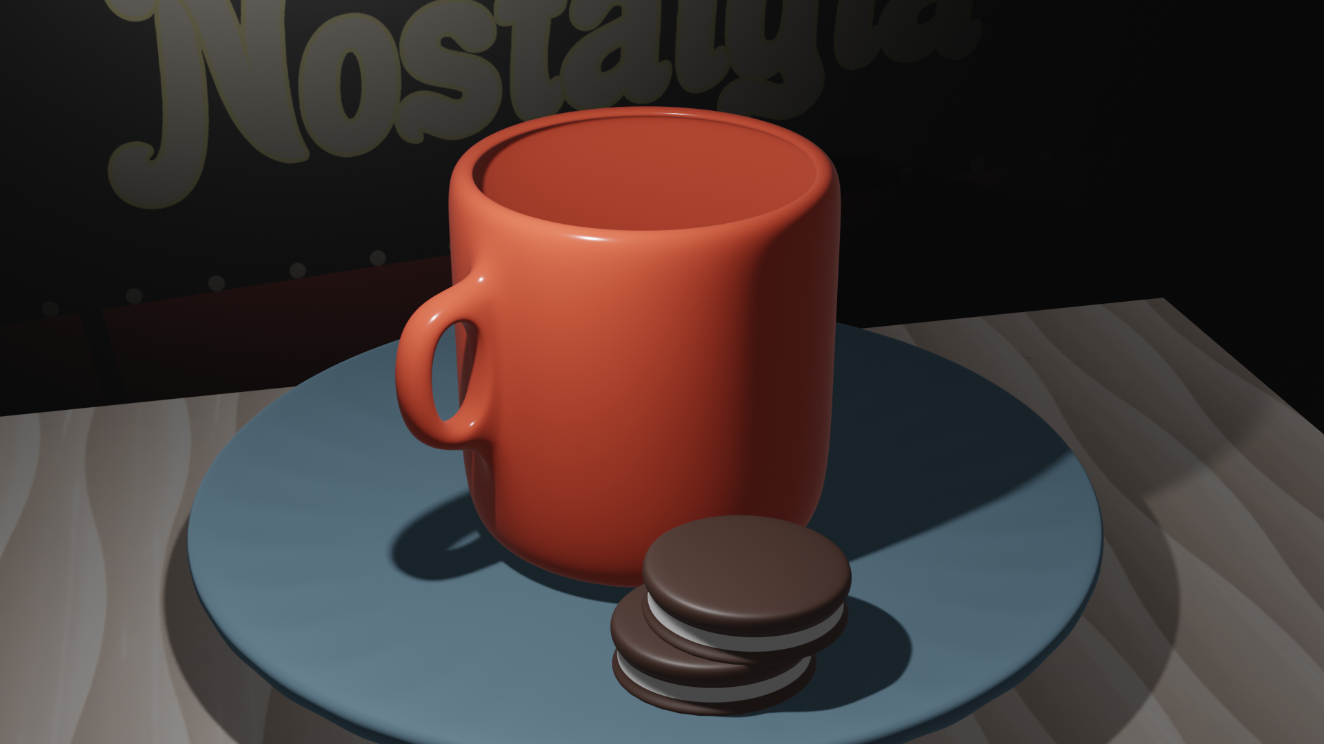 3D Render of Cup and Cookies