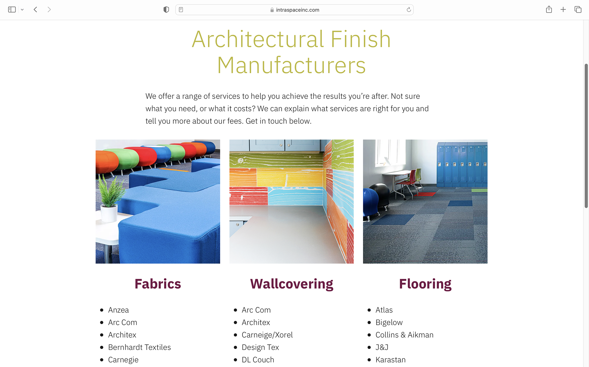 Services > Architectural Finish Manufacturers page
