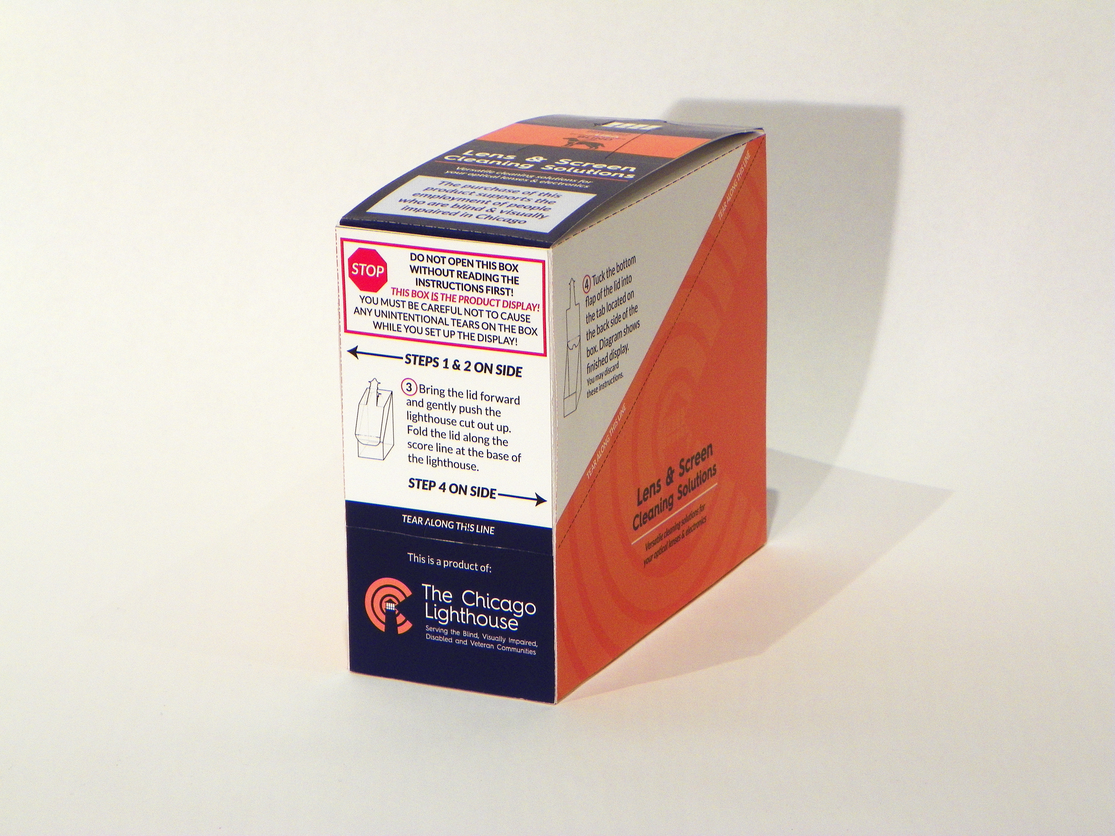 Shipping box with display setup instructions