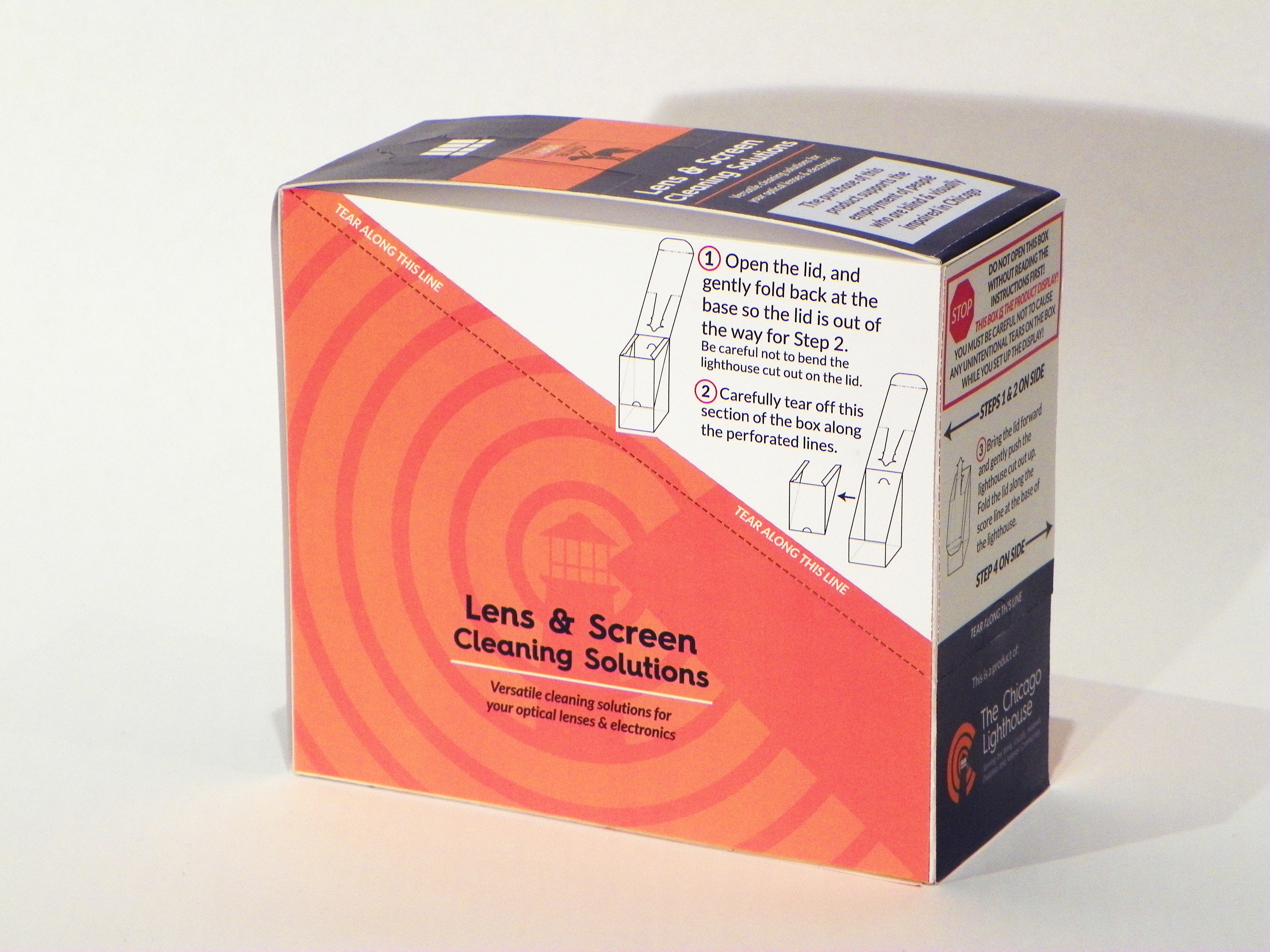 Shipping box with display setup instructions