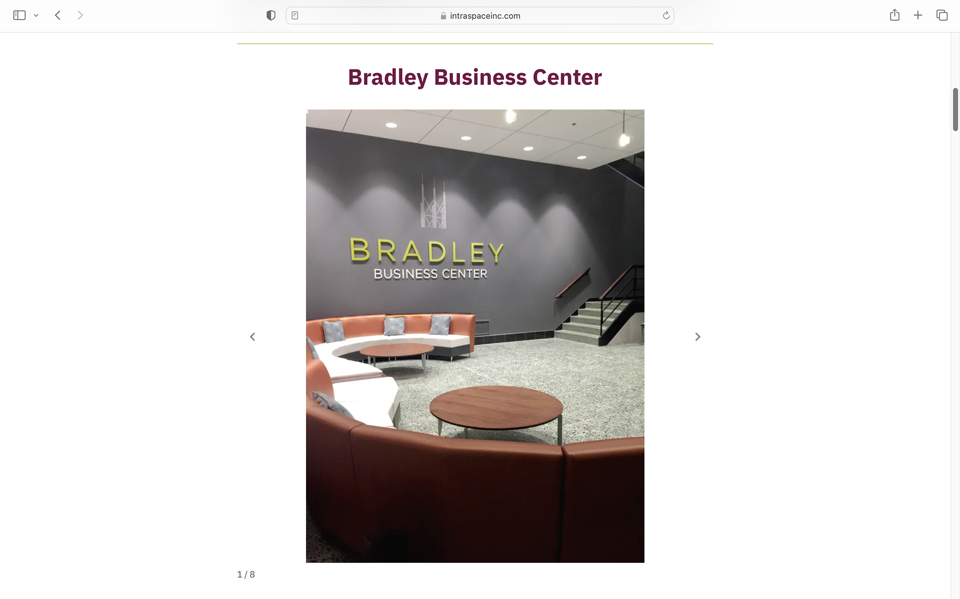 Portfolio page, showing one of the project slideshow galleries