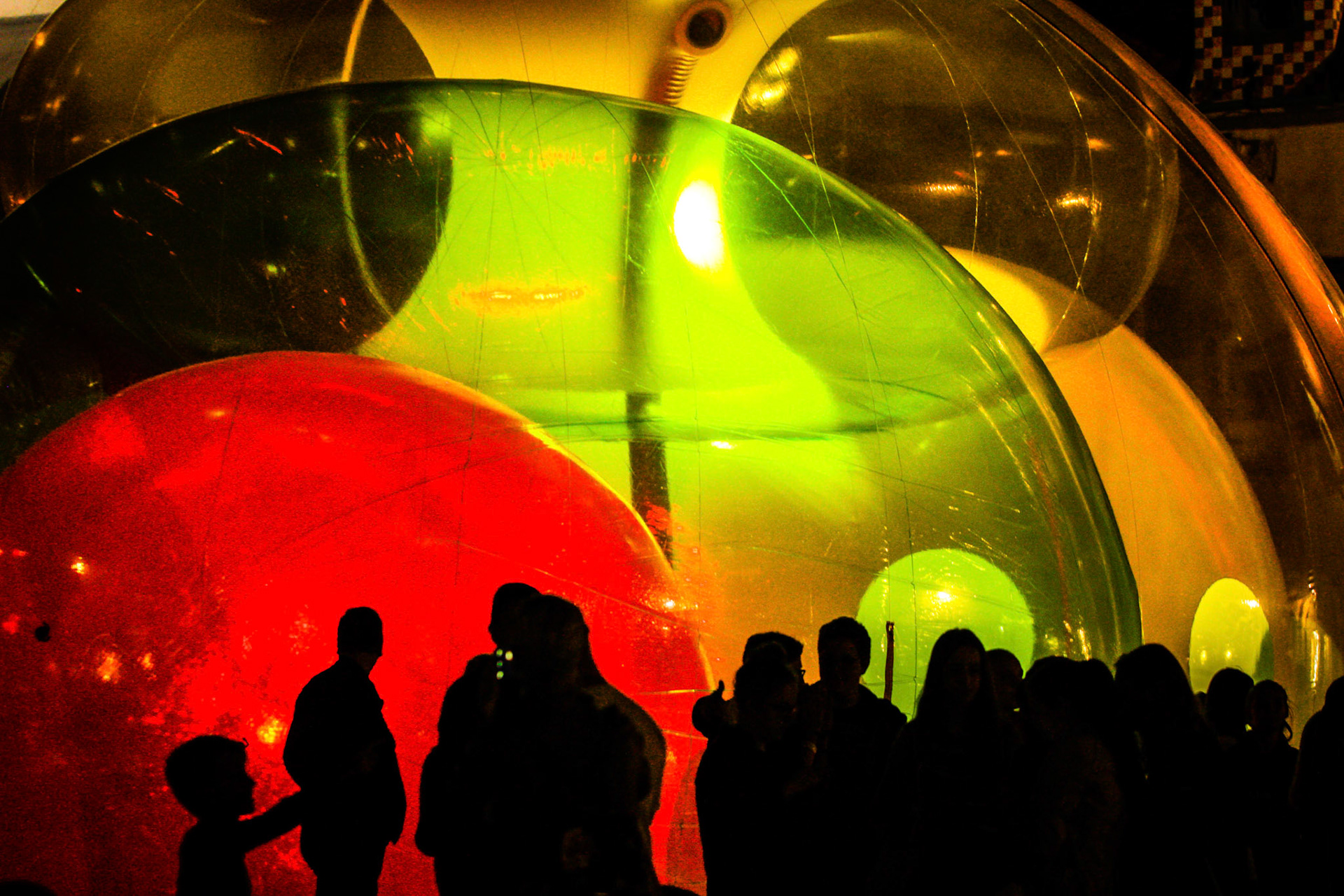 Spectators gather around an illuminated inflatable during the annual White Night Festival in Bratislava, Slovakia in September. The event is the most-visited contemporary art festival in Slovakia.