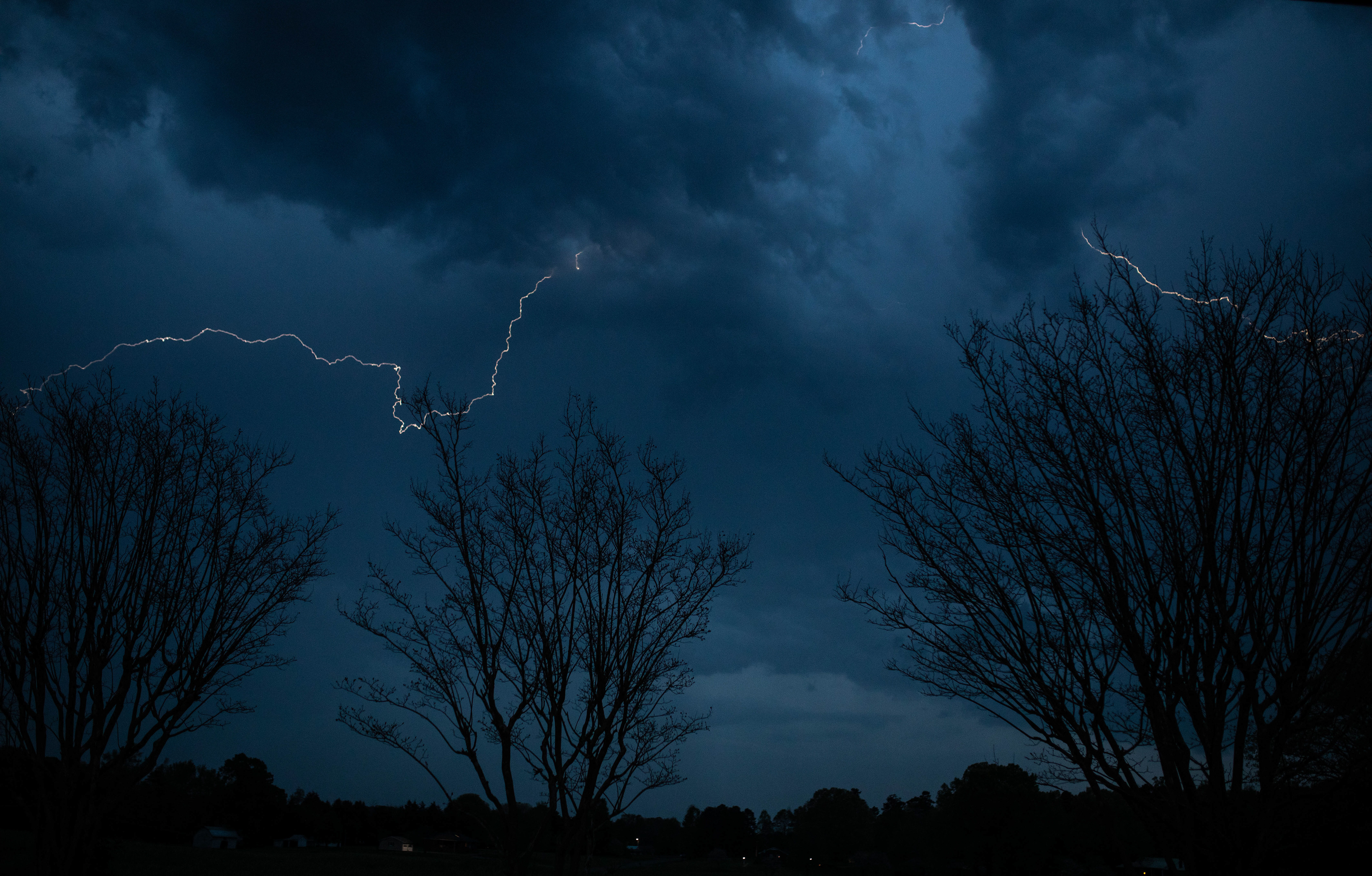 A lightning delay interrupts the game between Southern Alamance and Williams High School.