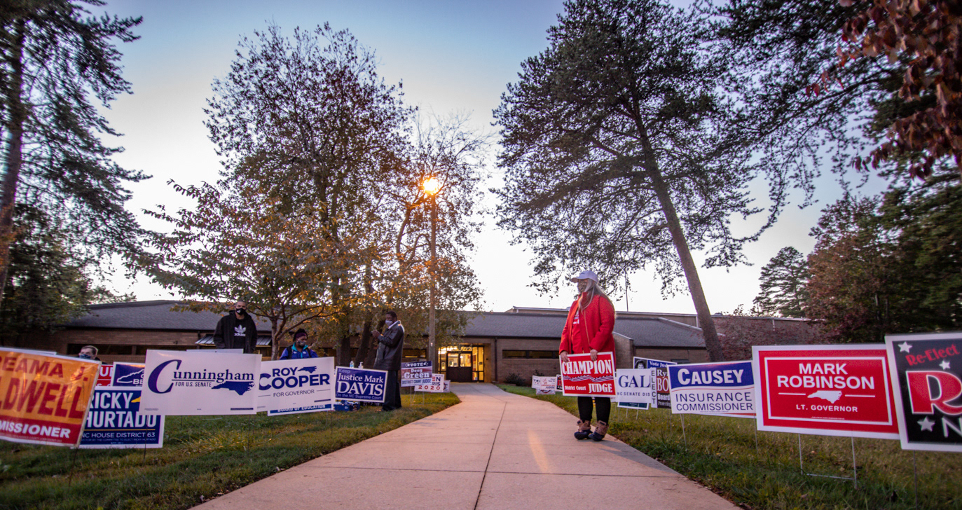 Erica Champion campaigns for her father, Rick Champion for district county judge on Nov. 3.